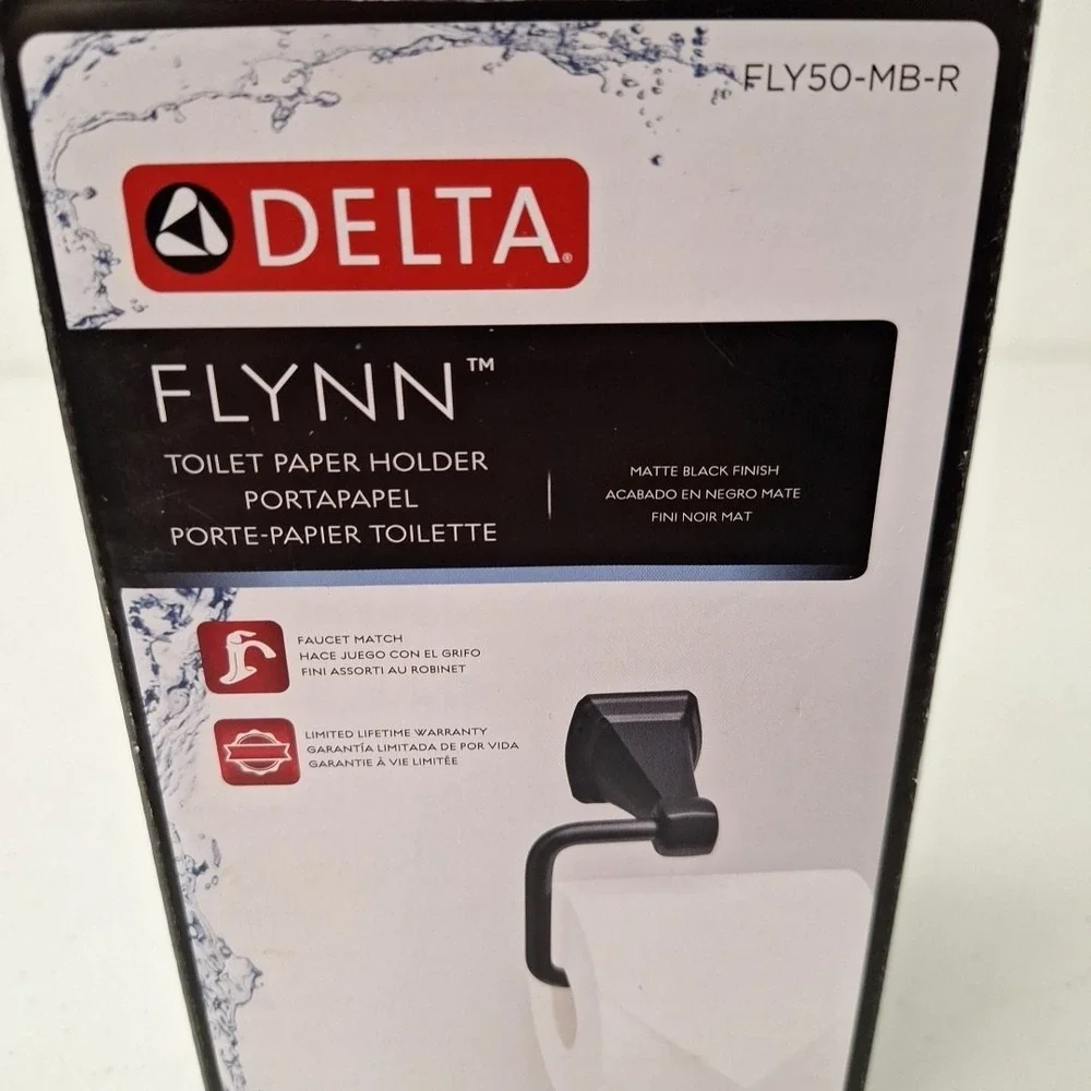 DELTA Flynn Toilet Paper Holder Matte Black FLY50-MB-R NEW